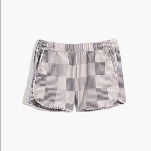 White and Gray Striped Squared Madewell Shorts